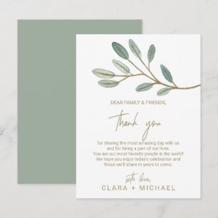 Gold Veined Eucalyptus Thank You Reception Card