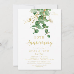 Gold Veined Eucalyptus Vow Renewal Invitation
