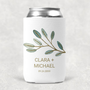 Gold Veined Eucalyptus Wedding Favour Can Cooler