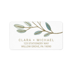Gold Veined Eucalyptus Wedding Label