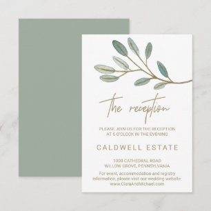 Gold Veined Eucalyptus Wedding Reception Card