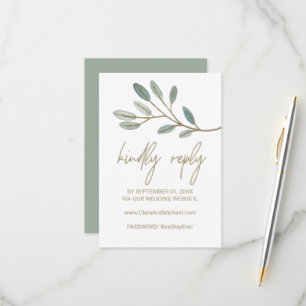 Gold Veined Eucalyptus Wedding Website RSVP Card