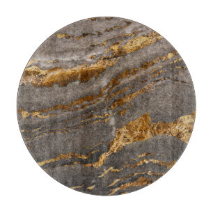 Gold-veined grey marble textured background. cutting board