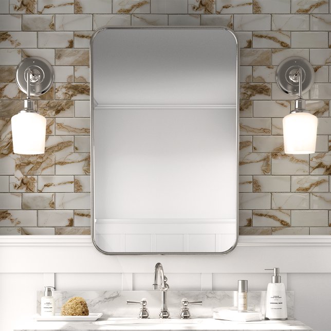 Gold Veined Marble Subway Tile Wallpaper (Creator Uploaded)