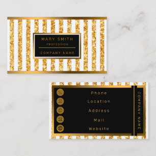 Gold Vertical Glitter Boho Stripes Collection Business Card