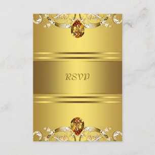 Gold Victorian Flowers Gold 50th Anniversary RSVP