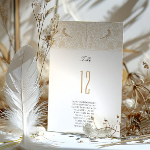Gold Victorian Love Birds Table Number Card