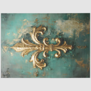 Gold Victorian ornaments emerald green vintage Tissue Paper