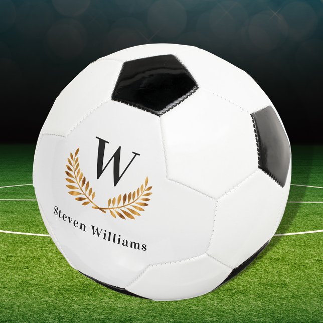 Gold victory laurel wreath monogram name football (Creator Uploaded)