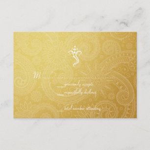 Gold Vinayaka Wedding RSVP Cards