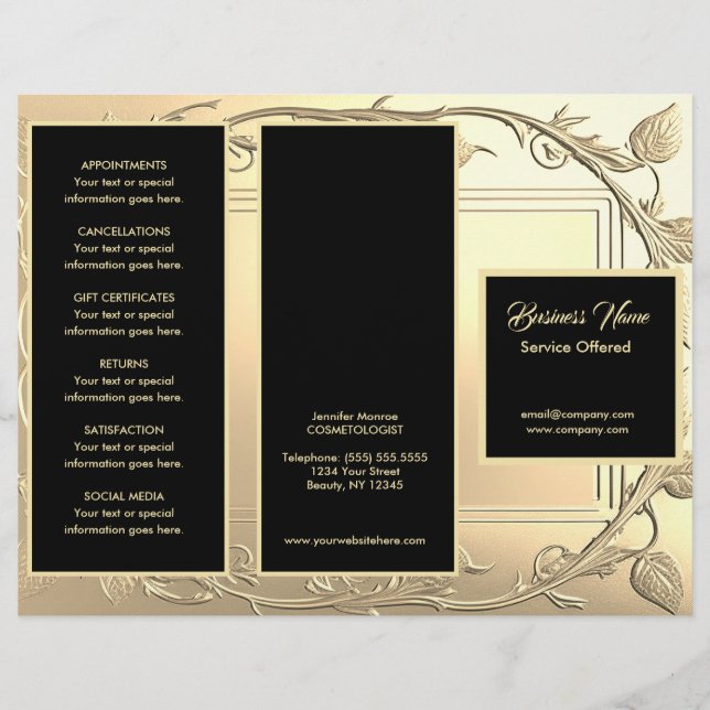 Gold Vines and Black  Menu & Pricing (Front)
