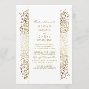 Gold Vintage Baby's Breath - Filigree Wedding Invitation