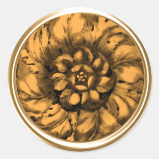 Gold Vintage Baroque Embossed Look Seal (Front)