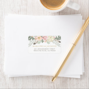 Gold Vintage Boho Floral Wedding Return Address Label