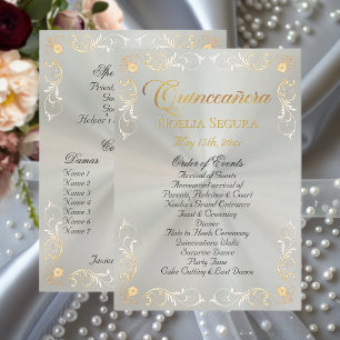 Gold Vintage Border Quinceanera - Pastel Green Programme