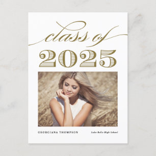 Gold Vintage Class of 2024 Photo Graduation Announcement Postcard
