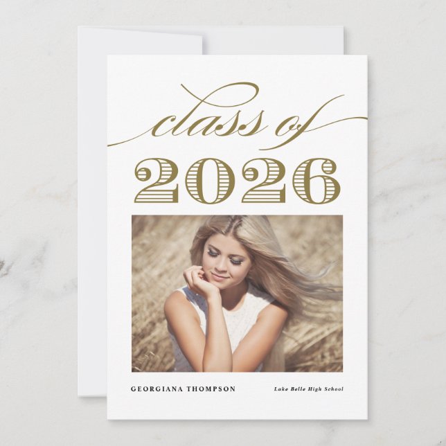 Gold Vintage Class of 2025 Photo Graduation Announcement (Front)