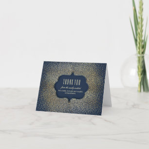 Gold Vintage Confetti Navy Wedding Thank You Card