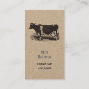 Gold Vintage Dairy Cow Farmer Butcher Business Card