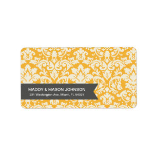 GOLD VINTAGE DAMASK   ADDRESS LABELS