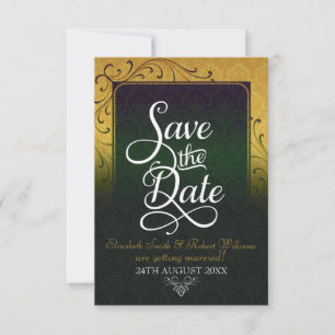 Gold Vintage Damask Elegance Save the Date Invitation