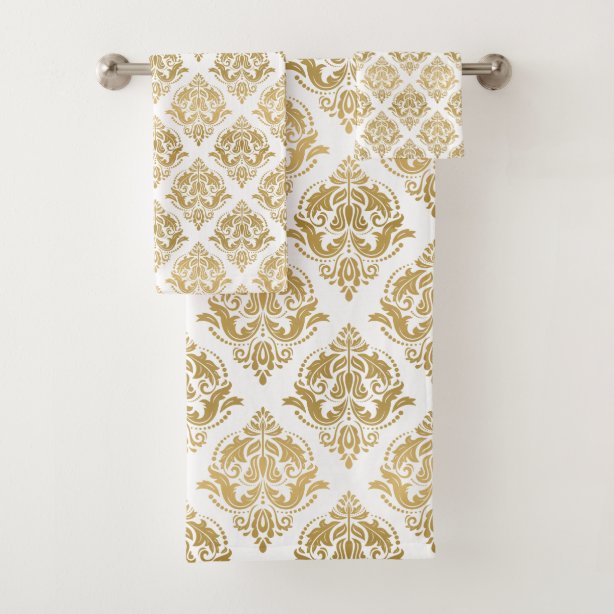 Gold And White Bath Towels Zazzle.co.uk