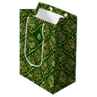 Gold vintage damasks pattern on dark green