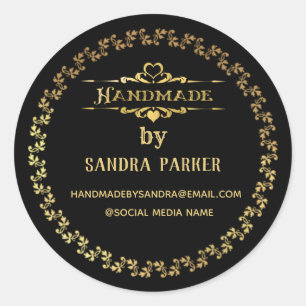 Gold vintage elegant handmade classic round sticker