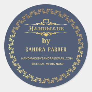 Gold vintage elegant handmade classic round sticker