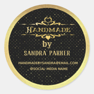 Gold vintage elegant handmade classic round sticker