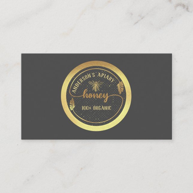 Gold vintage elegant honey branch logo business card (Front)