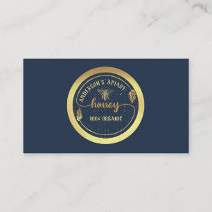 Gold vintage elegant honey branch logo business card