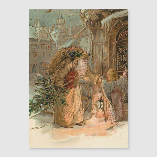 Gold Vintage Father Christmas and Angel (Front)