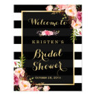 Gold Vintage Floral Stripes Bridal Shower Sign