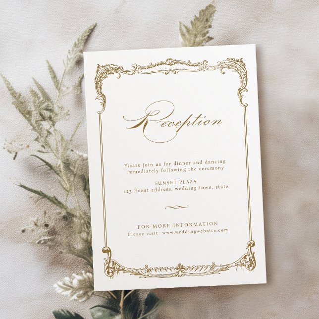 Gold Vintage Frame Classic Script Reception Enclosure Card (Gold Vintage Frame Classic Script Reception Enclosure Card)