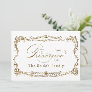 Gold Vintage Frame Classic Script Reserved Sign Invitation