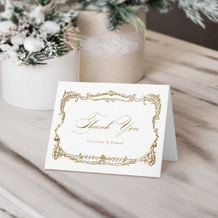 Gold Vintage Frame Classic Script Thank You Card