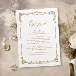 Gold Vintage Frame Classic Script Wedding Details Enclosure Card<br><div class="desc">Rustic dusty blue watercolor botanical foliage greenery design with faux rose gold foil leaves and geometric frame,  with trendy "details" script,  simple and elegant,  great for green and gold summer rustic wedding,  spring botanical garden wedding. 
See all the matching pieces in collection</div>
