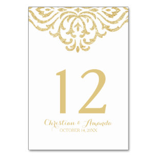 Gold Vintage Glamour Elegance Wedding Invitation Table Number