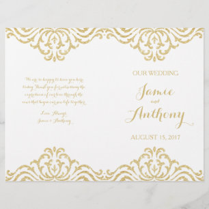 Gold Vintage Glamour Elegance Wedding Program