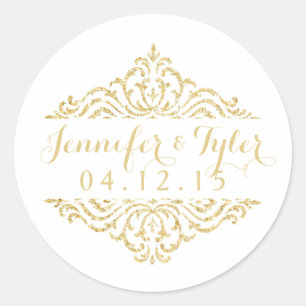 Gold Vintage Glamour Elegance Wedding Stickers