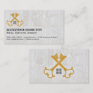 Gold Vintage Keys   Real Estate Business Card