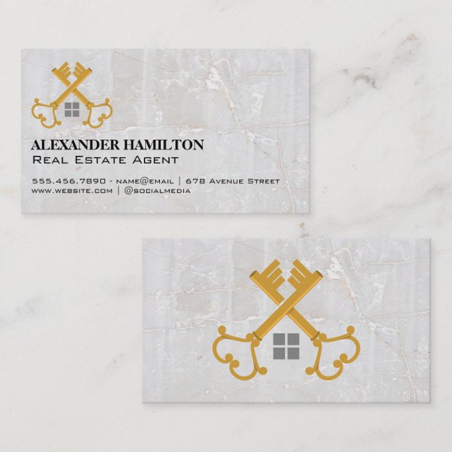 Gold Vintage Keys | Real Estate Business Card (Front/Back)