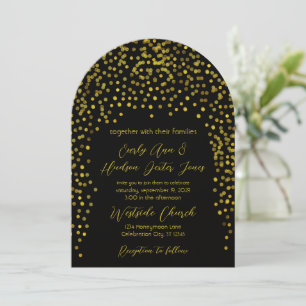 Gold Vintage Modern Typography Wedding Invitation