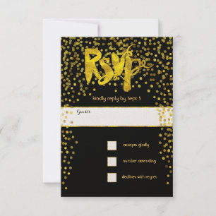 Gold Vintage Modern Typography Wedding RSVP Card