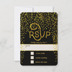Gold Vintage Modern Typography Wedding RSVP Card