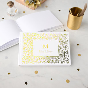 GOld Vintage Ornate Frame Classic Wedding Guest Book