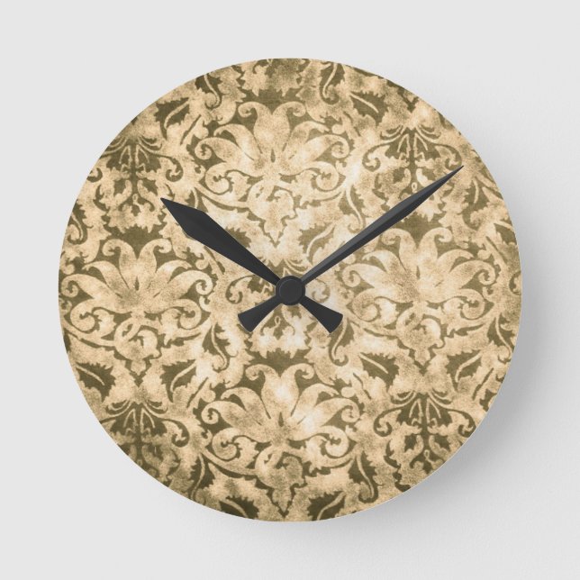 Gold Vintage Pattern Round Clock (Front)