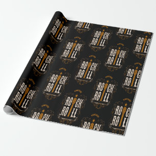 Gold Vintage Rock And Roll Wrapping Paper