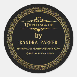 Gold vintage round elegant handmade classic round sticker